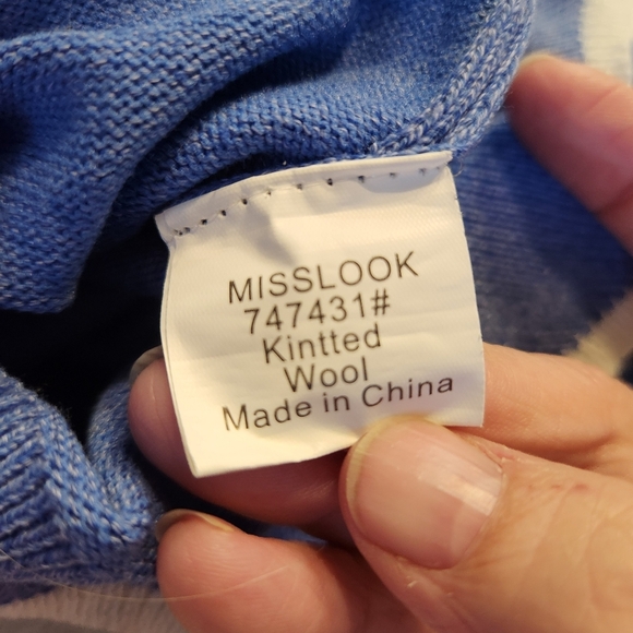 Misslook Blue Scalloped Women's Sweater Size M Clueless Preppy - Picture 9 of 9